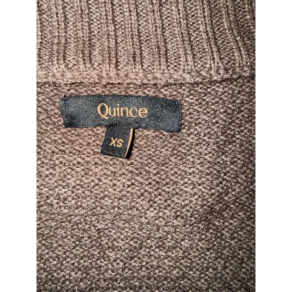 Quince 100% organic cotton waffle  open front Cardigan Sweater XS heather brown